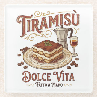 Tiramisu Dolce Vita Italian Dessert  Glass Coaster