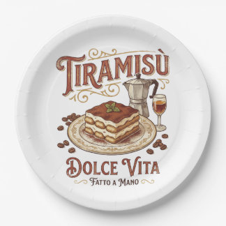 Tiramisu Dolce Vita Italian Dessert  Paper Plate