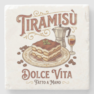 Tiramisu Dolce Vita Italian Dessert  Stone Coaster