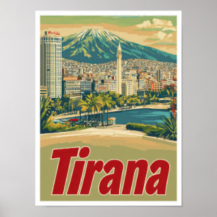 Tirana Albania Art Vintage Travel Illustration Poster