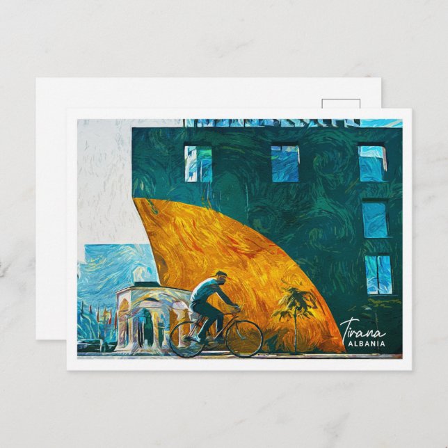 Tirana Albania Beautiful Oil Paint Landscape Postcard (Front/Back)
