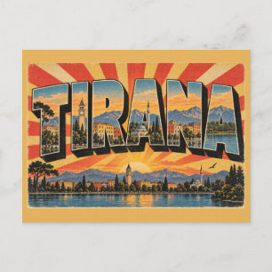 Tirana Albania Colourful City Lake Art Postcard