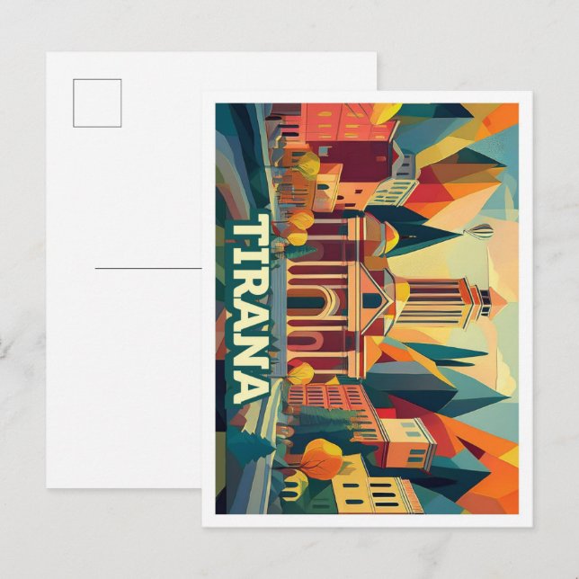 Tirana Albania Travel artistic colourful Postcard (Front/Back)