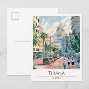 Tirana Albania VIntage Art Illustration Travel Postcard