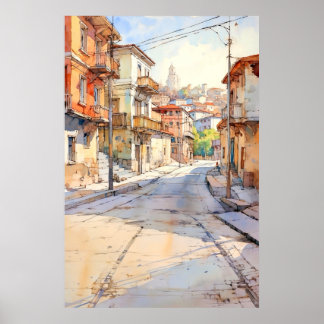 Tirana Street Bohemian Art Poster
