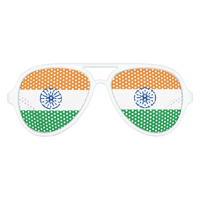 "Tiranga Jhanda" Indian Tricolour Flag  Aviator Sunglasses (Front)
