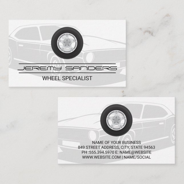 Tire and Wheel Service | Auto Car Tire Logo Business Card (Front/Back)