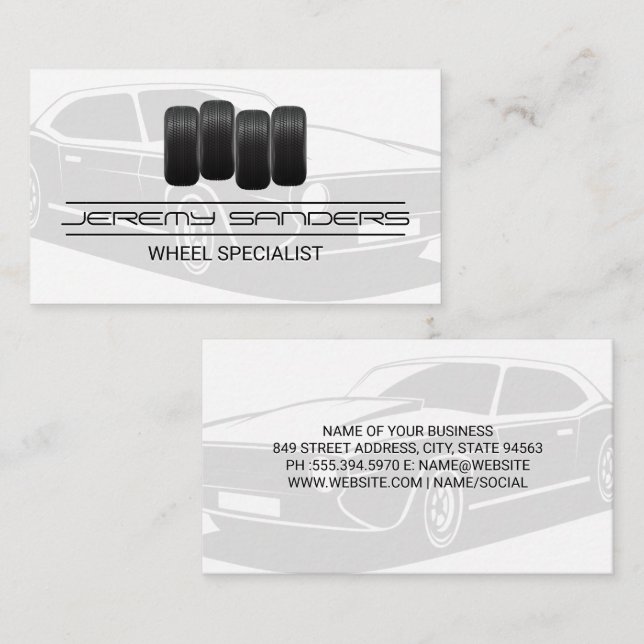 Tire and Wheel Service | Auto Parts Business Card (Front/Back)
