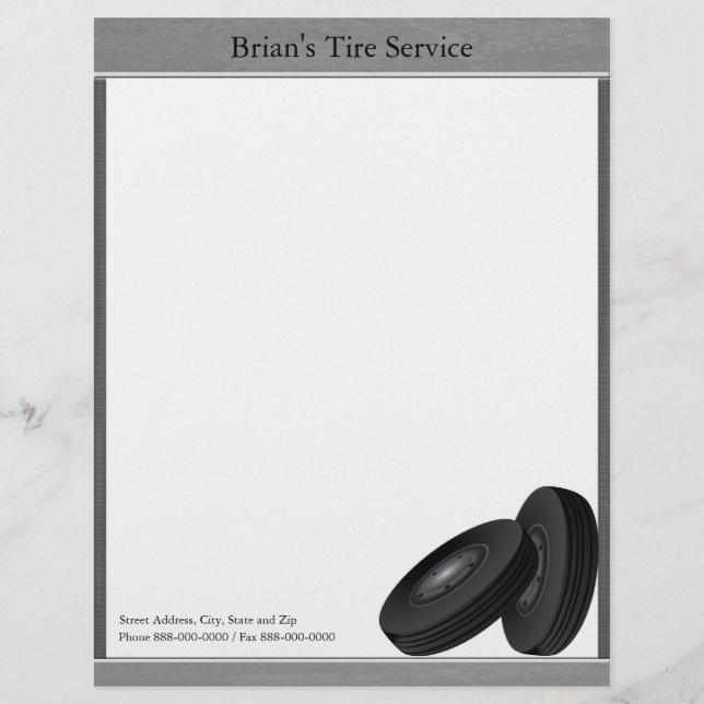 Tire Business Letterhead Template (Front)