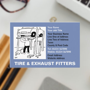 Tire & Exhaust Fitters Cartoon Business Card