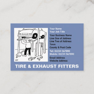 Tire & Exhaust Fitters Cartoon Business Card