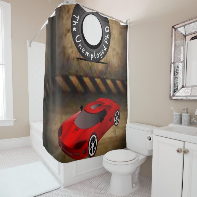 Tire red car boys showercurtain shower curtain (In Situ)