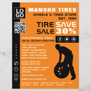 Tire Repair Man Design, Tire/Tyre Specialist Shop Flyer