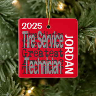 Tire Service Technician Extraordinaire CUSTOM Ceramic Ornament