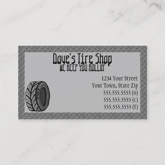 Tire Shop Business Cards (Front)