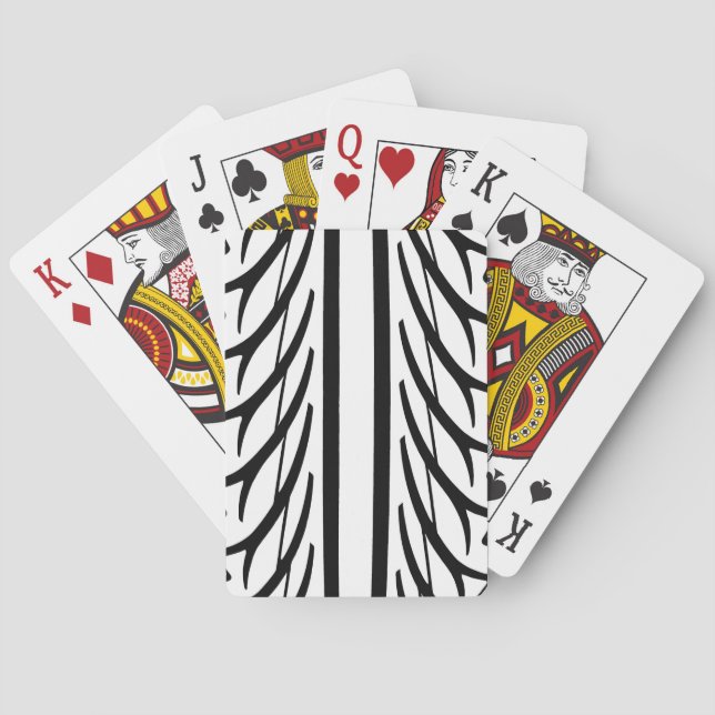 Tire Texture Abstract Pattern in Black and White Playing Cards (Back)