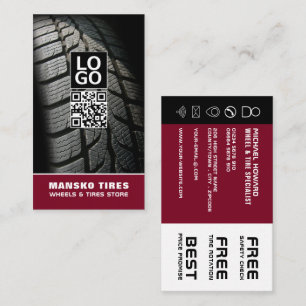 Tire Tread Design, Tire/Tyre Specialist Business Card