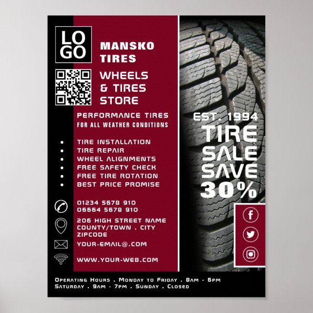 Tire Tread Design, Tire/Tyre Specialist Shop Poster (Front)