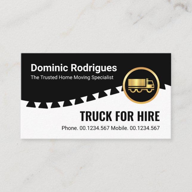 Tire Tread Layer Moving Truck Business Card (Front)