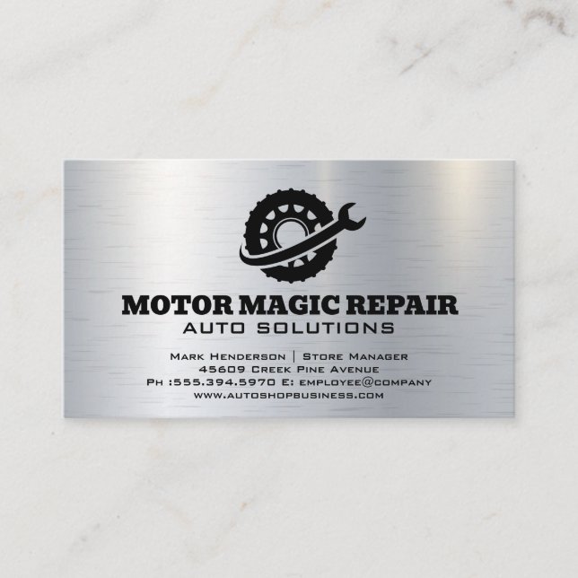 Tire Wrench Logo | Auto Repair Shop Business Card (Front)