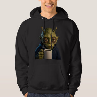 Tired Alien Morning Coffee Graphic Hoodie