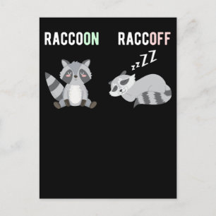 Tired Animal Pun Sleeping Racoon Postcard