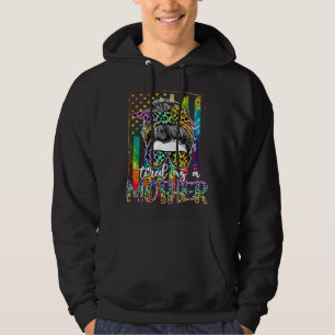 Tired As A Mother Skull America Flag Mom Life Moth Hoodie