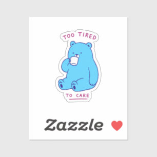 Tired Blue Bear Coffee Drinker For Office