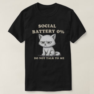 Tired Cat Low Energy Graphic Design T-Shirt