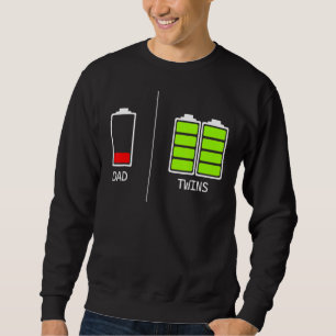 Tired Dad Low Battery Dad Of Twins For Daddy Sweatshirt