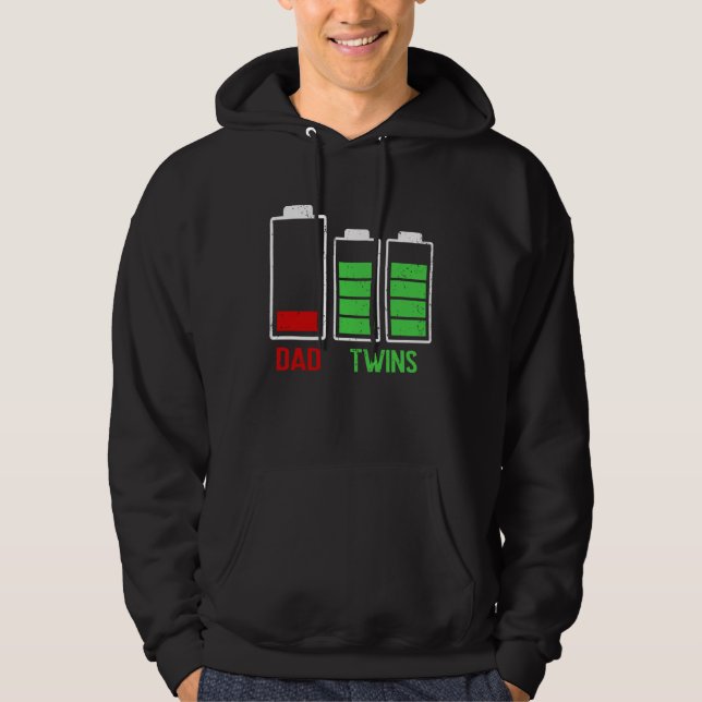 Tired Dad Low Battery Twins Full Charge Father's D Hoodie (Front)