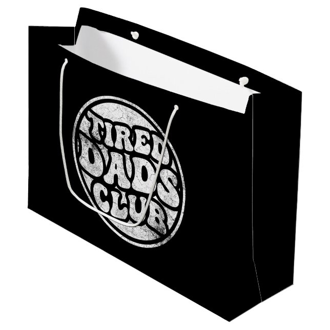 Tired Dads Club Funny Large Gift Bag (Front Angled)
