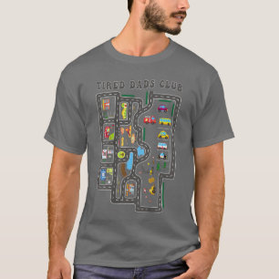Tired Dads Club Mat Road Racerack On Back family v T-Shirt