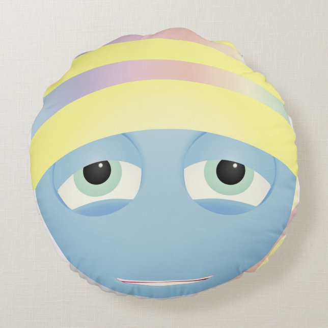 Tired Emoji Round Cushion (Back)
