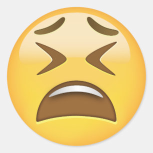 Tired Face Emoji Classic Round Sticker