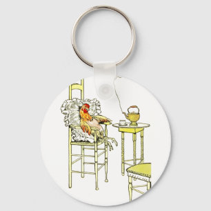Tired Hen Having a Cuppa Key Ring