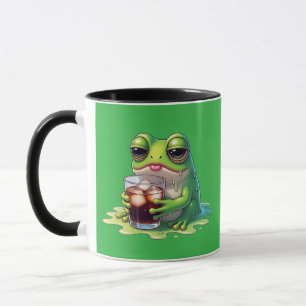 Tired Melted Frog Coffee Cute Mug Design