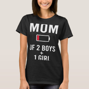 Tired Mum 2 boys 1 girl Low Battery Matching Famil T-Shirt