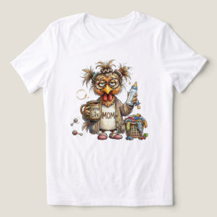 Tired Mum Chicken Funny Messy Hair Coffee Life Hum Tri-Blend Shirt