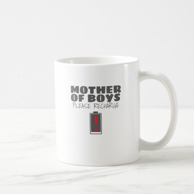 Tired Mum Mother of Boys Please Recharge Gift Coffee Mug (Right)
