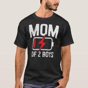 Tired Mum Of 2 Boys Low Battery Matching Family 2 T-Shirt