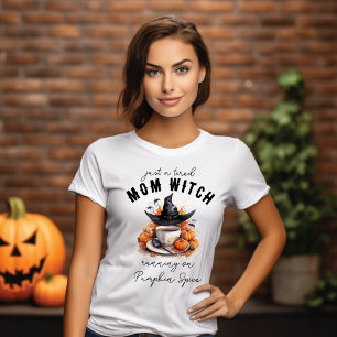 Tired Mum Witch Hat and Pumpkin Spice Coffee T-Shirt