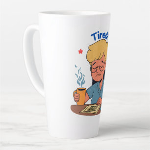 Tired Office Worker Cartoon – Funny Coffee & Work  Latte Mug