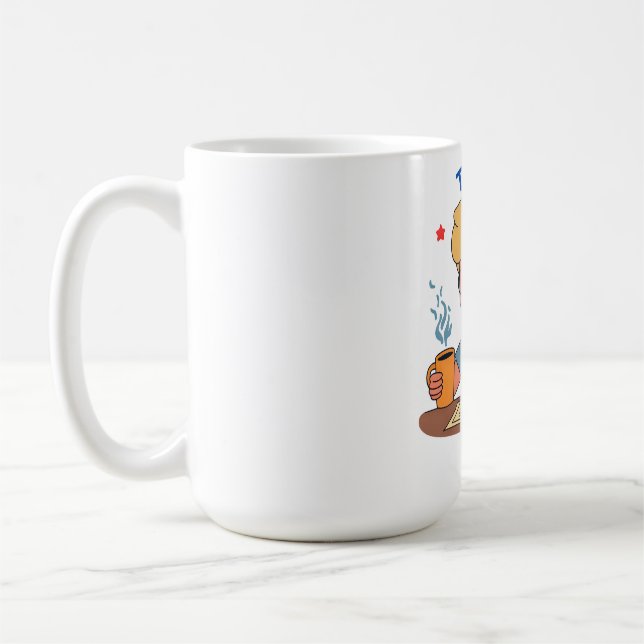 Tired Office Worker Cartoon – Funny Coffee & Work  Mug (Left)