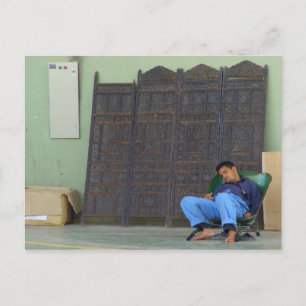 Tired out - People at Friday market, Kuwait Postcard