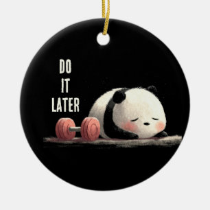 Tired Panda Gym – Cute Funny Workout Art Ceramic Tree Decoration