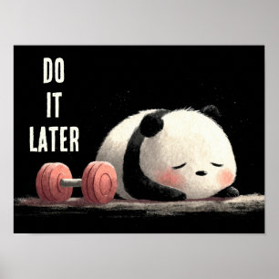Tired Panda Gym – Cute Funny Workout Art Poster