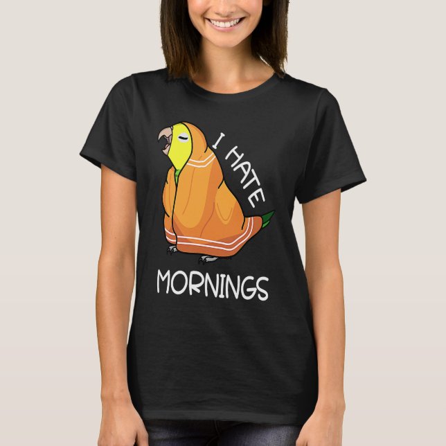 Tired Parrot Hates Mornings I Double Yellow headed T-Shirt (Front)