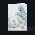 Tired Polar Bear Mother With Babies Holiday Card<br><div class="desc">Tired Polar Bear Mother With Babies</div>