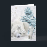 Tired Polar Bear Mother With Babies Holiday Card<br><div class="desc">Tired Polar Bear Mother With Babies</div>